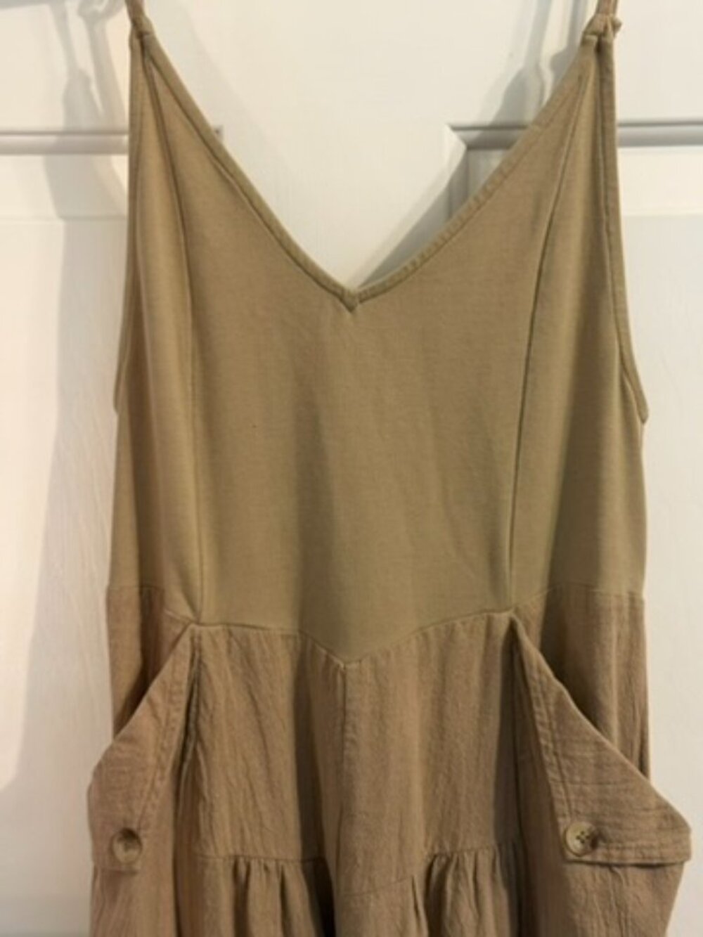 Free People Soledad Midi Dress | Small | Khaki | Cotton | A-Line Dress - Picture 13 of 15